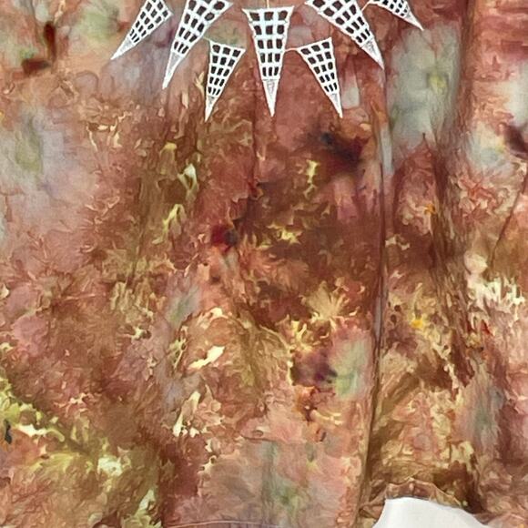 handmade tie dyed men's short sleeve camp shirt desert tones star sunburst - Picture 7 of 10
